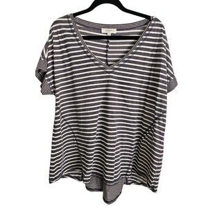 Umgee Navy and White Striped V-Neck Tee